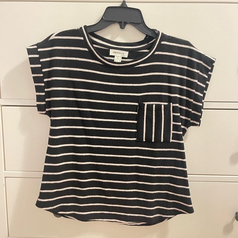 Monteau Stripped Short Sleeve Dress Shirt